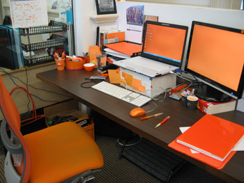 A shot of orange girl's desk